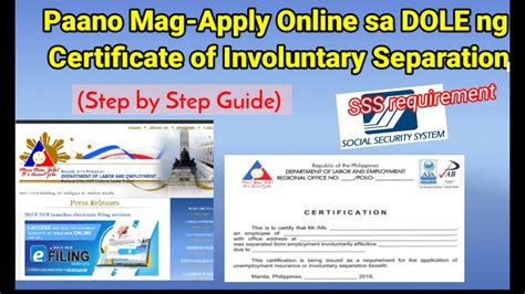 dole-ncr website|Certificate of Involuntary Separation .